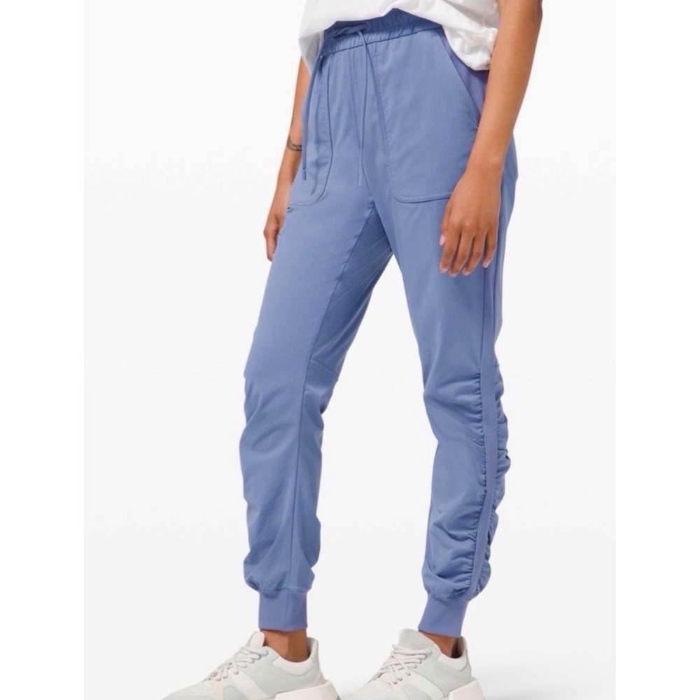 Lululemon Beyond the Studio Jogger Water Drop Blue Ruched Pants Size 14